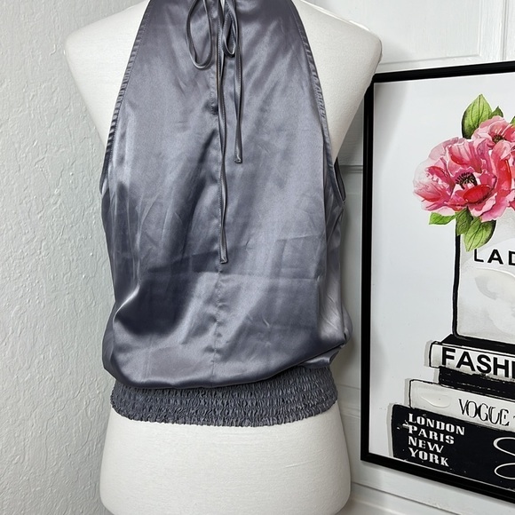 Universal Standard Glossy Halter Top in Gray Satin Size 3XS/2-4 - Picture 7 of 10
